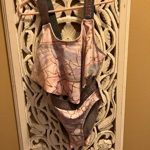 Two piece girls swim suit.